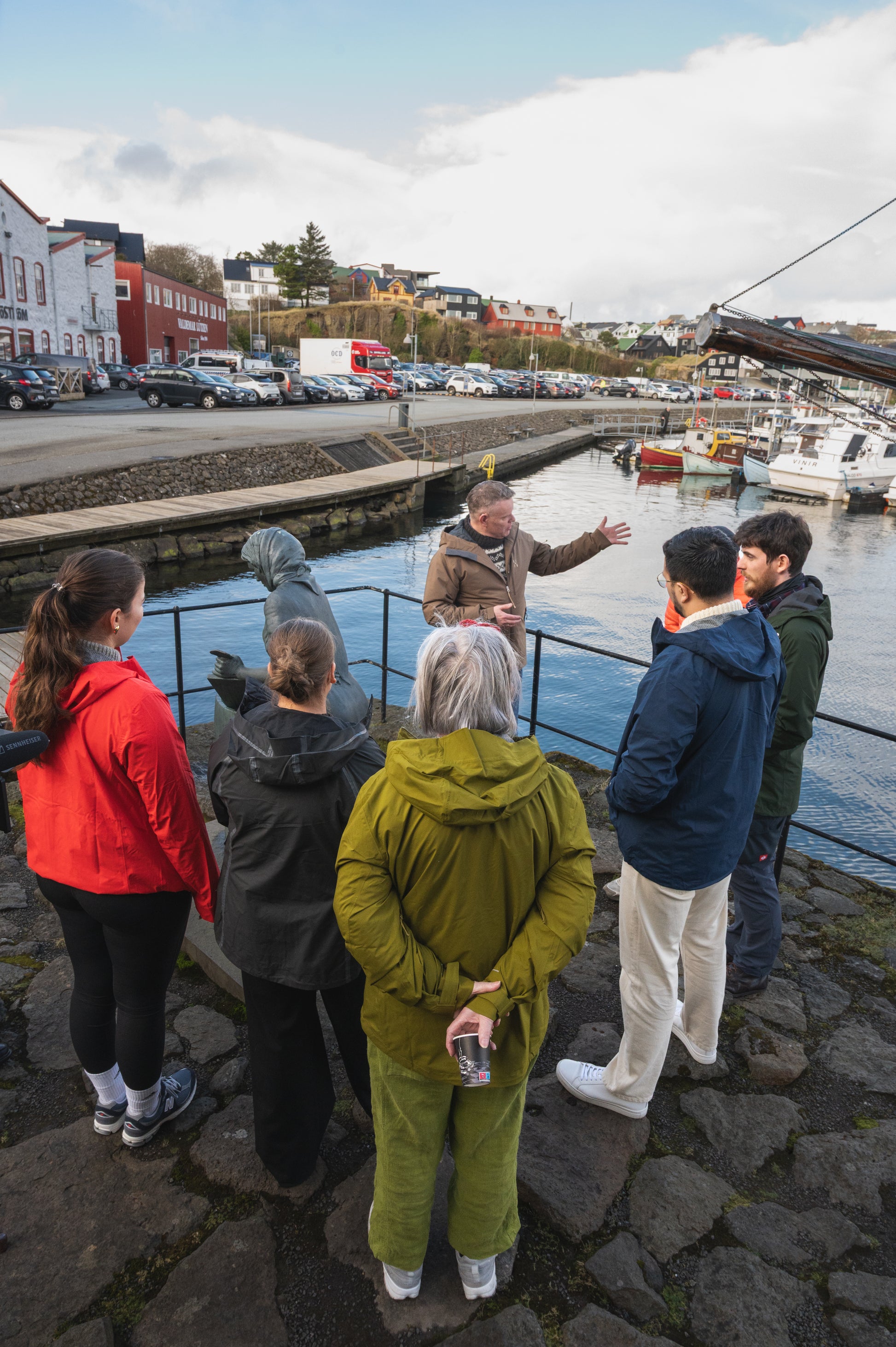 Visitors joining a walking tour in Tórshavn, Faroe Islands